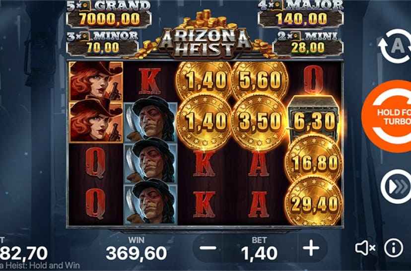 Gameplay van Arizona Heist: Hold and Win bij Monixbet Casino