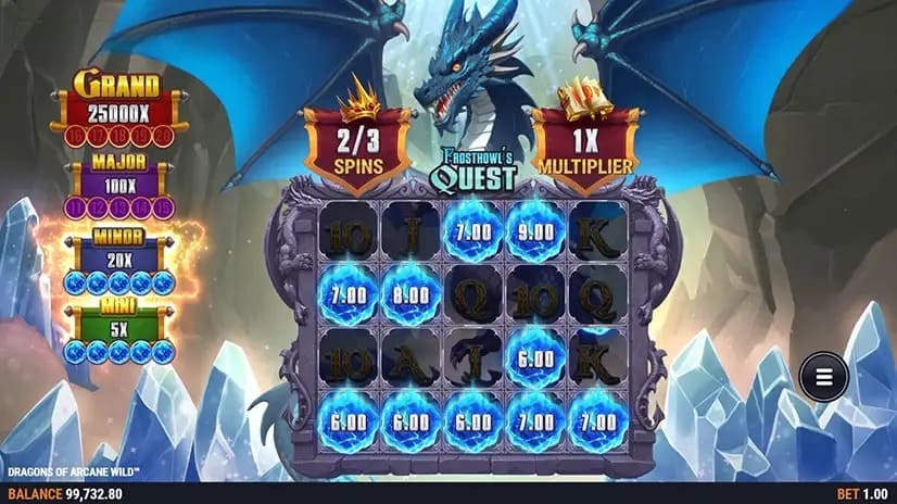 Symbols and values in DRAGONS OF ARCANE WILD slot