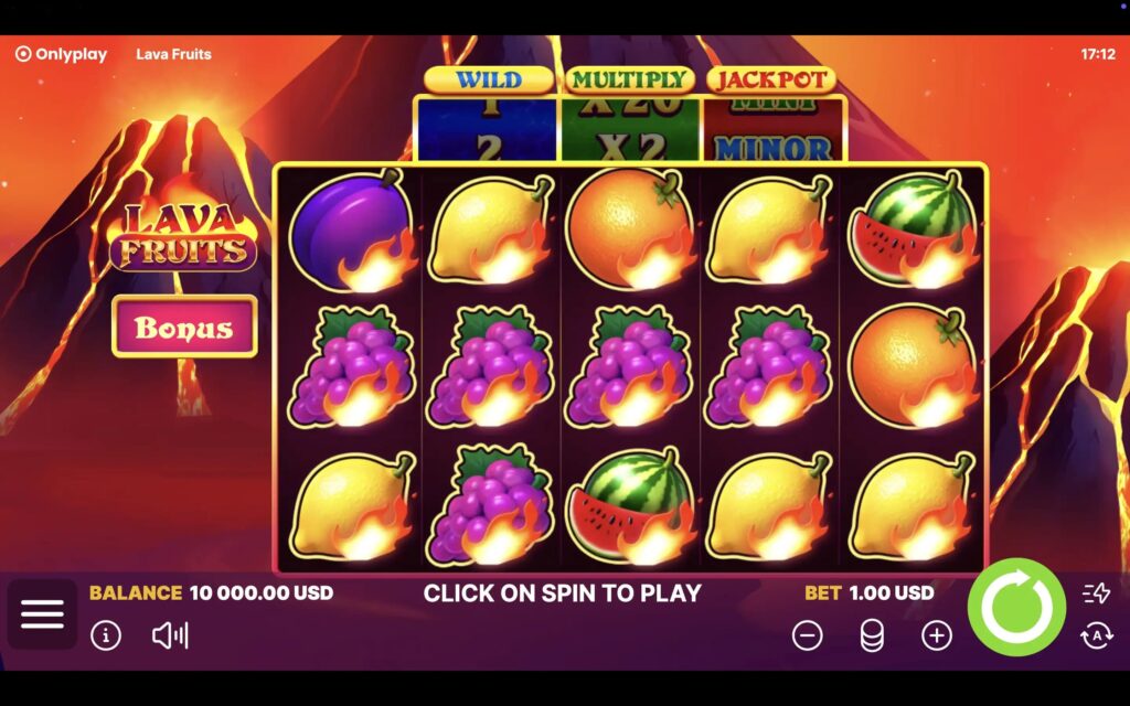 Spielverlauf von Lava Fruits bei Spinch Casino