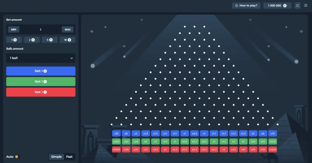 Plinko 1000 Spielverlauf bei Gunsbet Casino