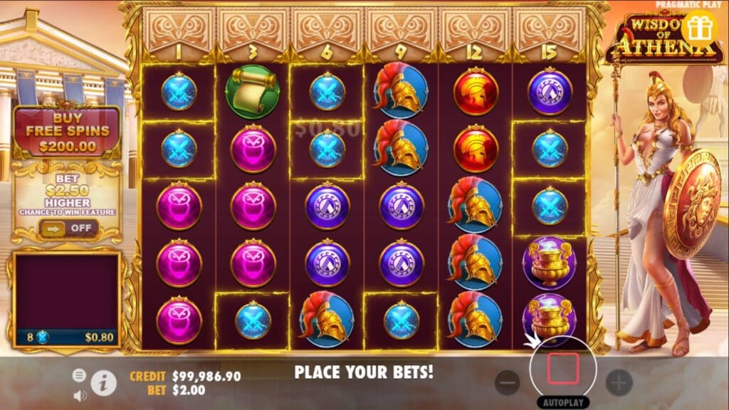 Spielverlauf von Wisdom of Athena bei Gunsbet Casino